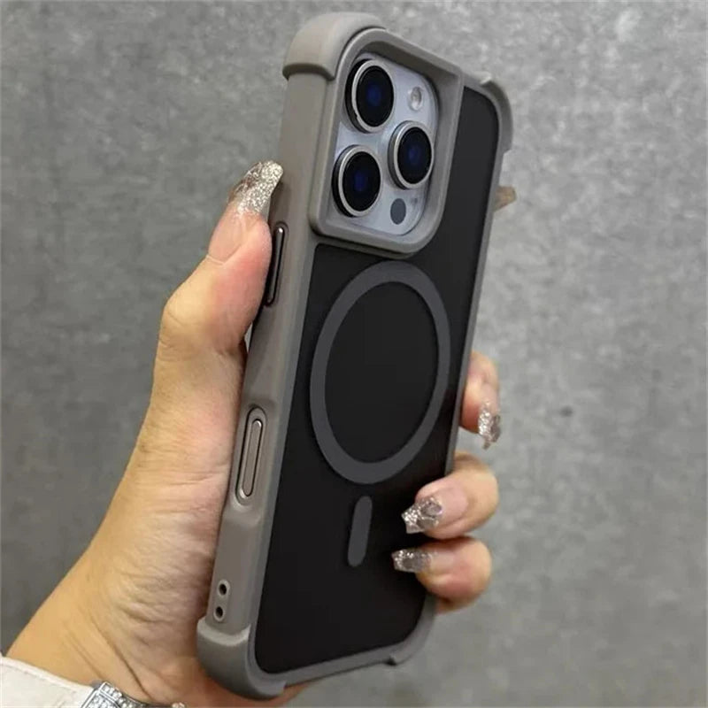 Matte Wireless Charge Phone Case for Iphone 16 13 12 11 Pro Max Armor for Magsafe Cases for Iphone 15 14 Pro Max 16 plus Cover