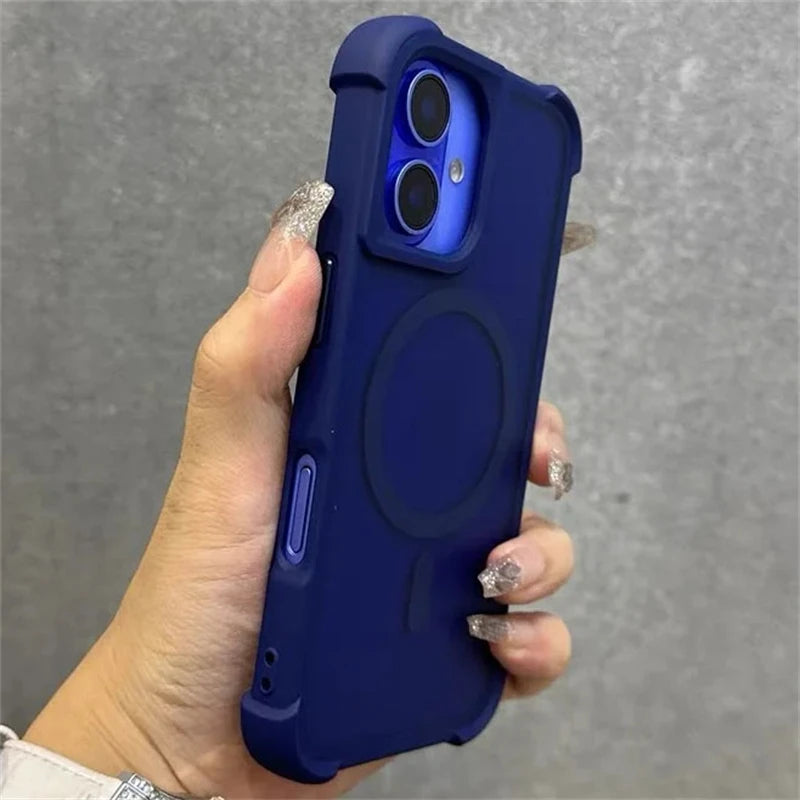 Matte Wireless Charge Phone Case for Iphone 16 13 12 11 Pro Max Armor for Magsafe Cases for Iphone 15 14 Pro Max 16 plus Cover