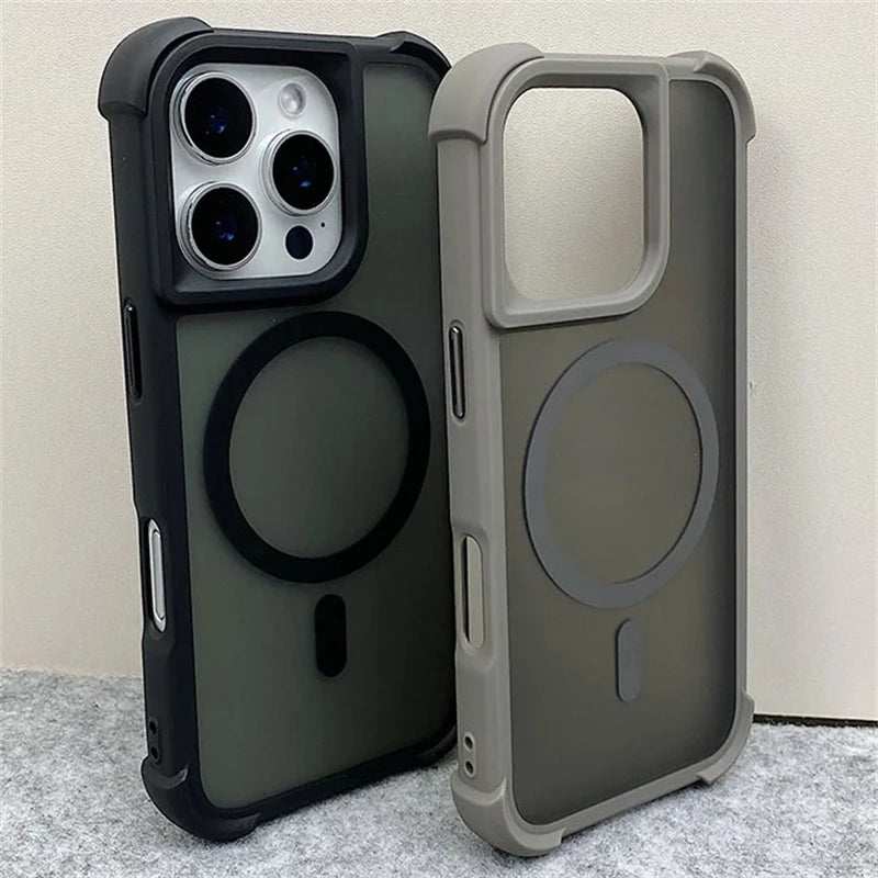 Matte Wireless Charge Phone Case for Iphone 16 13 12 11 Pro Max Armor for Magsafe Cases for Iphone 15 14 Pro Max 16 plus Cover