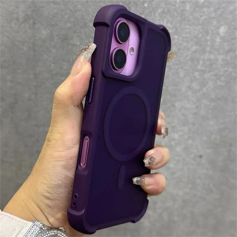 Matte Wireless Charge Phone Case for Iphone 16 13 12 11 Pro Max Armor for Magsafe Cases for Iphone 15 14 Pro Max 16 plus Cover