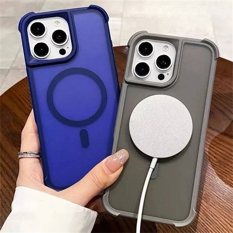 Matte Wireless Charge Phone Case for Iphone 16 13 12 11 Pro Max Armor for Magsafe Cases for Iphone 15 14 Pro Max 16 plus Cover