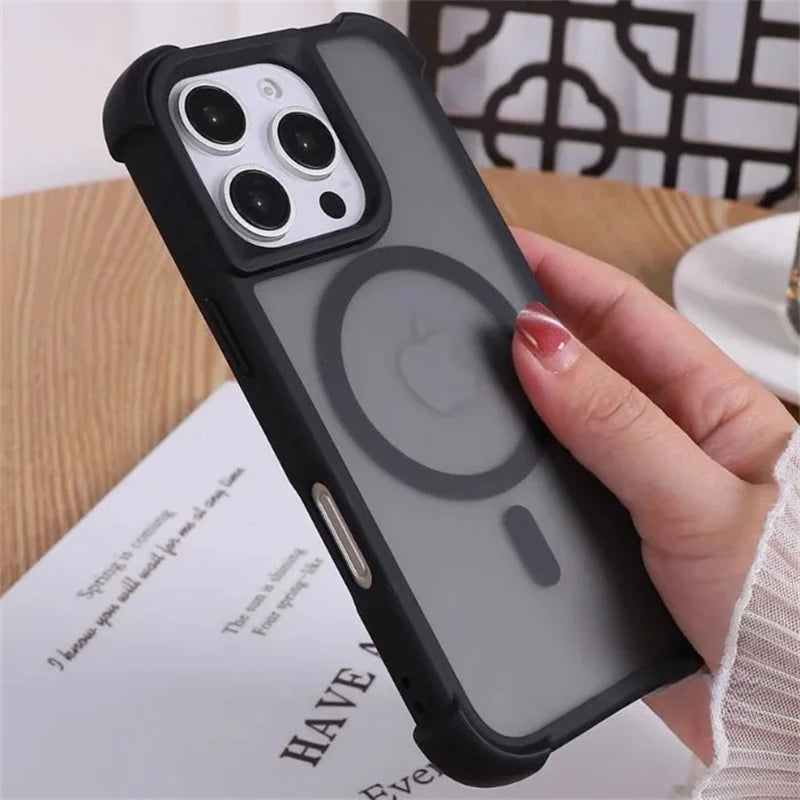 Matte Wireless Charge Phone Case for Iphone 16 13 12 11 Pro Max Armor for Magsafe Cases for Iphone 15 14 Pro Max 16 plus Cover